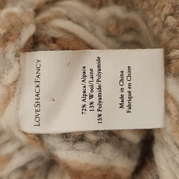💕LOVESHACKFANCY💕 Cropped Fair Isle Sweater ~ Alpaca Wool Blend Tan Print Small - Picture 14 of 15